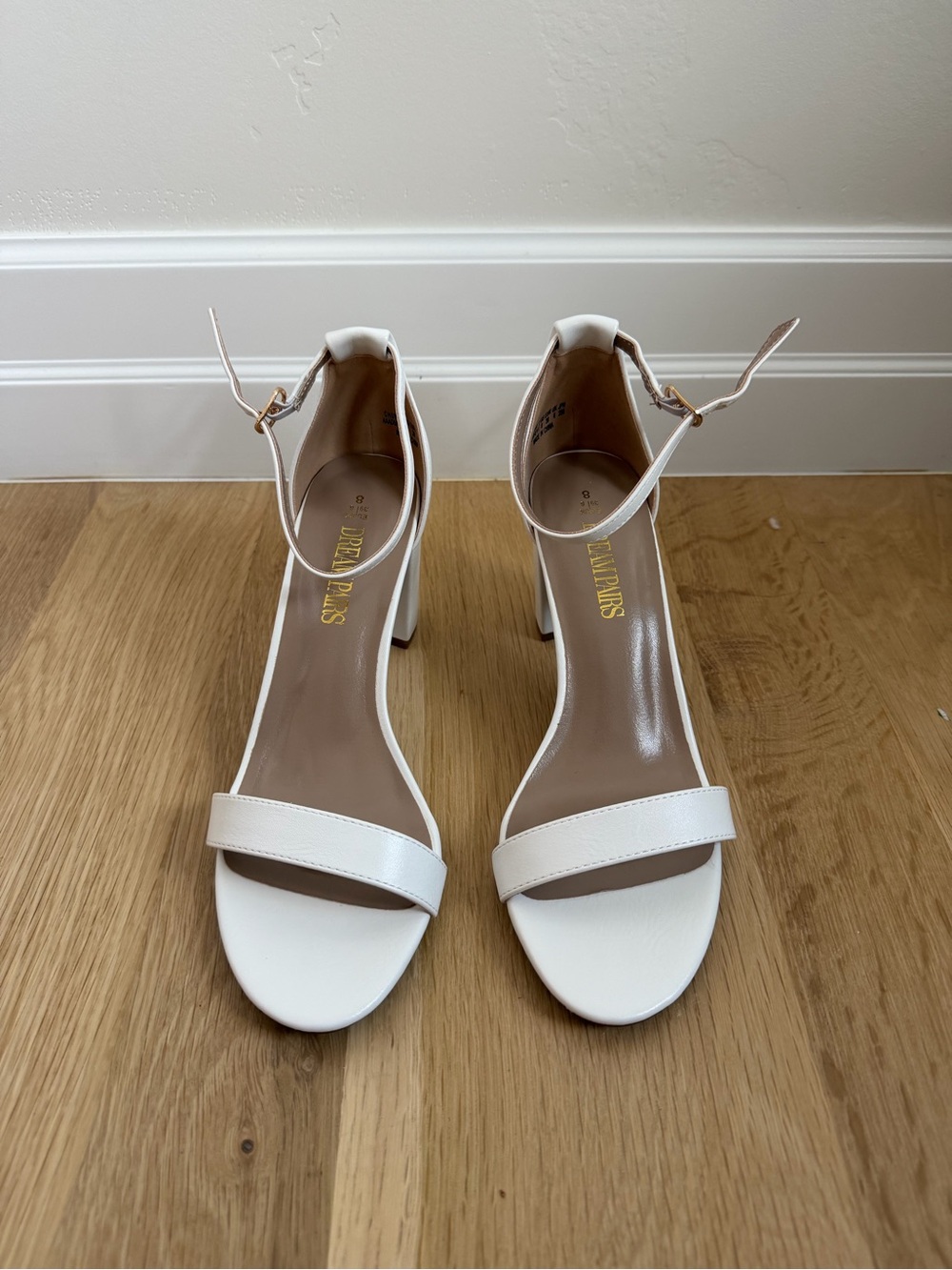 Dream Pairs White Open-Toe Ankle-Strap Block Heels